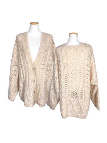 fluffy knit loose-fit cardigan