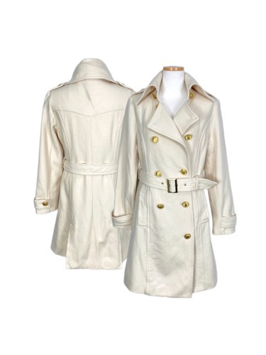 ivory belted double coat