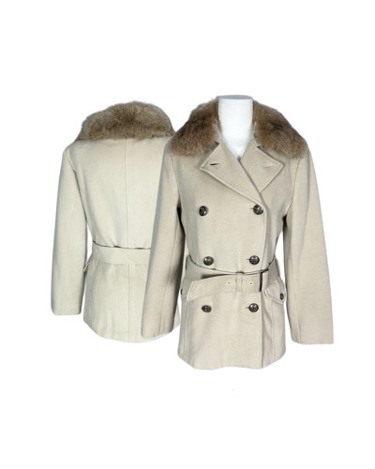 collar fur belted short coat